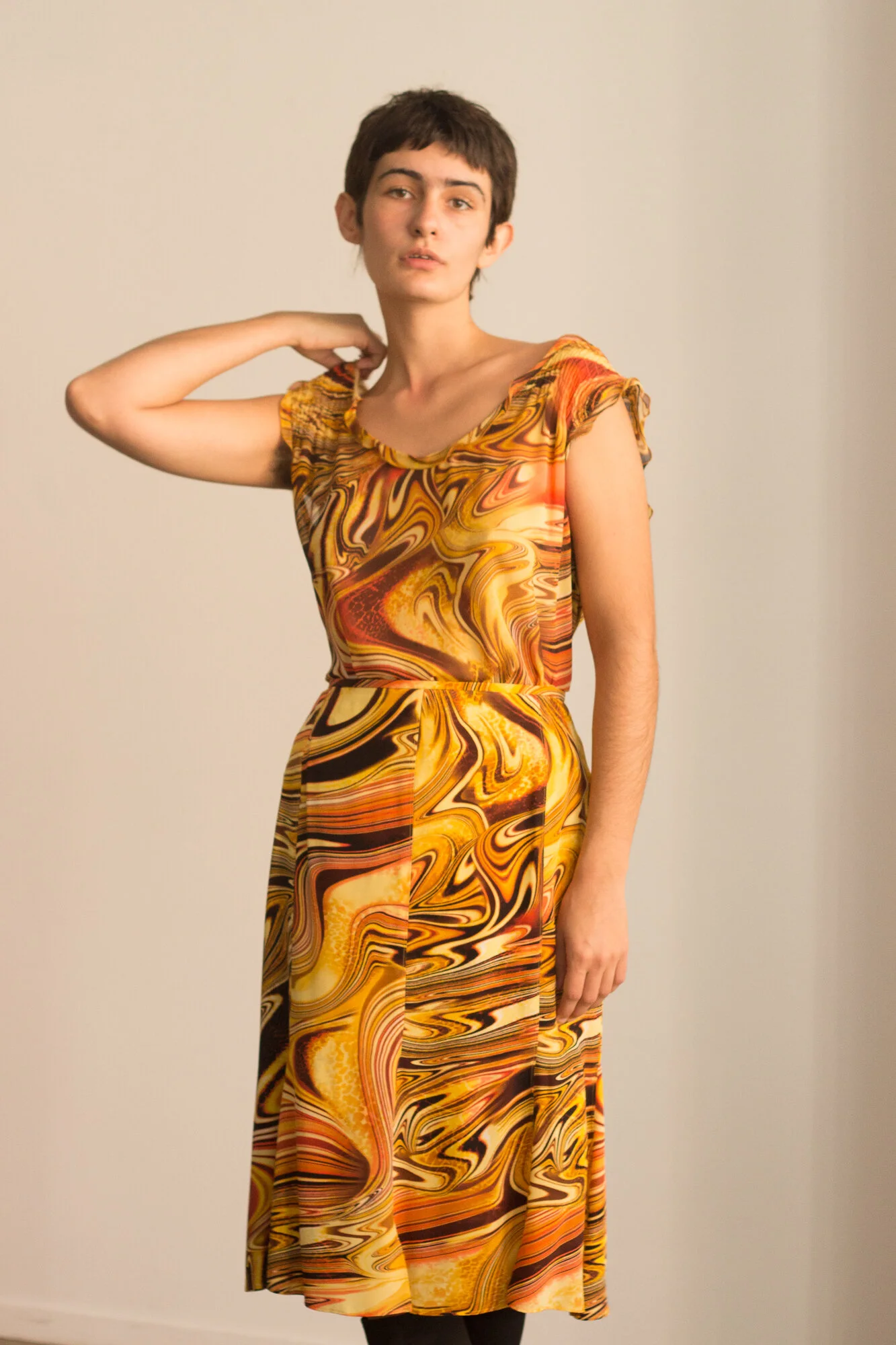 1990s Escada Hot Lava Swirl Print Silk Ensemble — Wayward Collection